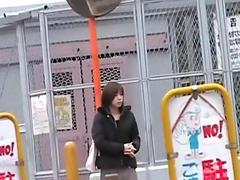 Japanese sharking video showing a cute gal in blue panties