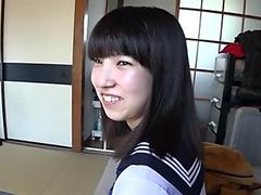 Slender Japanese gal rides dick