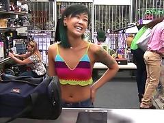 Inked asian pawnee gets fucked from behind