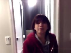 Kinky asian pee in glass