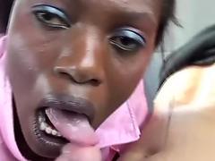 hot chocolade african babe picked up for big cock fuck with massive facial in nature